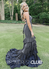 Yvette |Dress for Prom Black Long Mermaid V Neck Beading With Slit - Black - PromDressClub